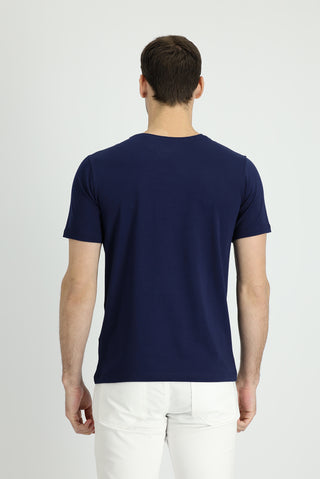  Lacivert V Yaka Slim Fit Dar Kesim Tişört
