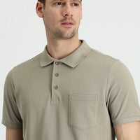 Medium Mink Polo Collar Regular Fit Embroidered Cotton T-Shirt