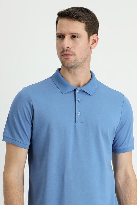 Dark Aviator Polo Collar Regular Fit Embroidered Cotton T-Shirt
