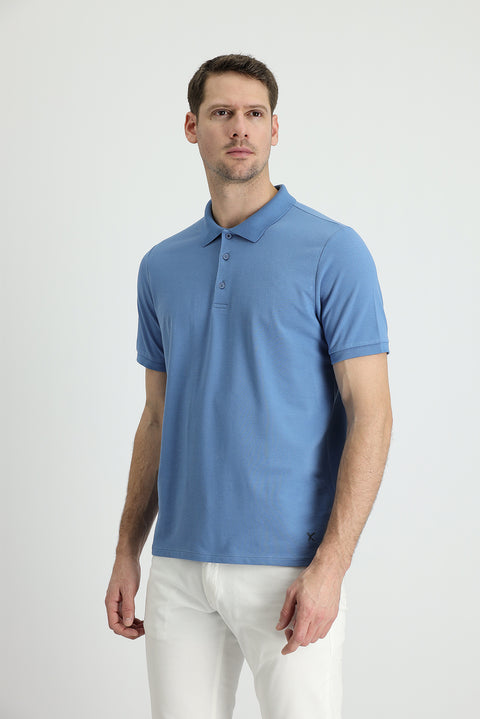 Dark Aviator Polo Collar Regular Fit Embroidered Cotton T-Shirt