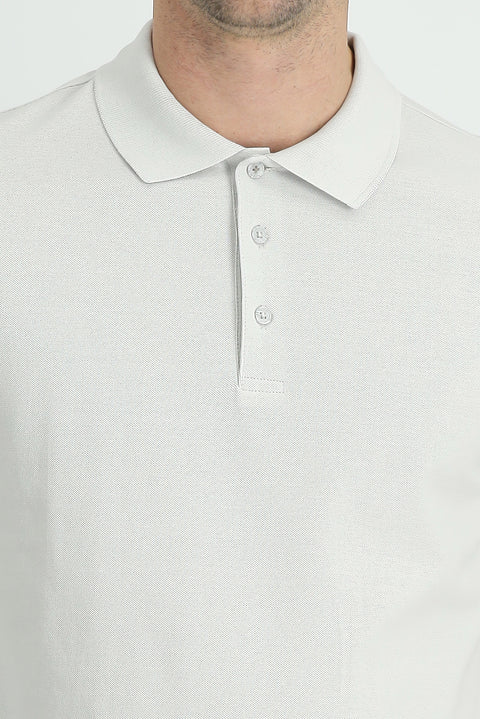 Stone Embroidered Polo Collar Regular Fit Cotton T-Shirt
