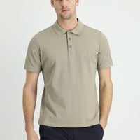 Medium Mink Polo Collar Regular Fit Embroidered Cotton T-Shirt