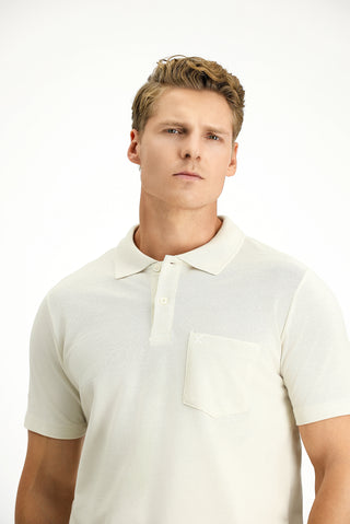  Taş Polo Yaka Regular Fit Cepli Nakışlı %100 Pamuk Tişört