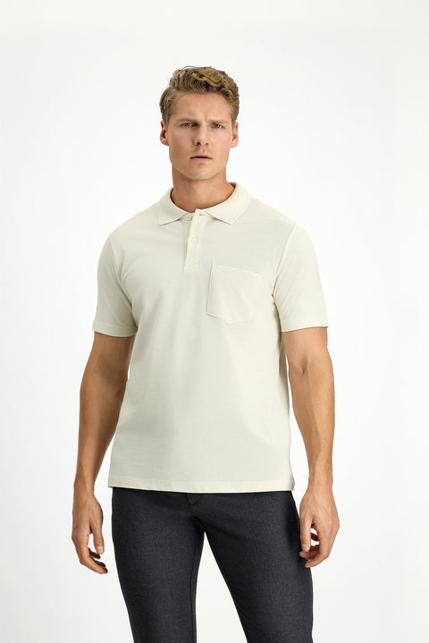 Taş Polo Yaka Regular Fit Cepli Nakışlı %100 Pamuk Tişört