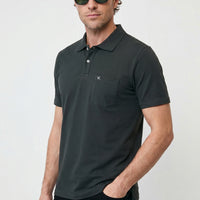 Dark Anthracite Polo Collar Regular Fit Pocketed Embroidered 100% Cotton T-shirt