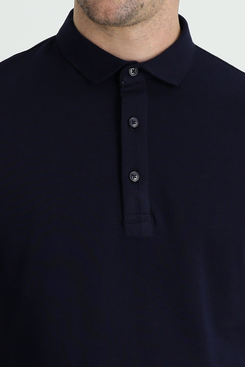 Black and Navy Blue Polo Collar Regular Fit Cotton T-shirt