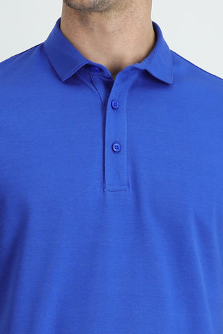  Saks Mavi Polo Yaka Regular Fit Pamuk Tişört