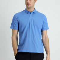 Aviator Blue Polo Collar Regular Fit Cotton T-Shirt