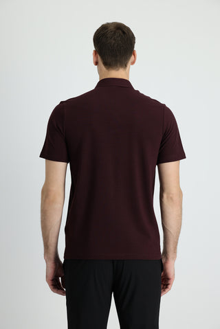  Koyu Bordo Polo Yaka Regular Fit Pamuk Tişört