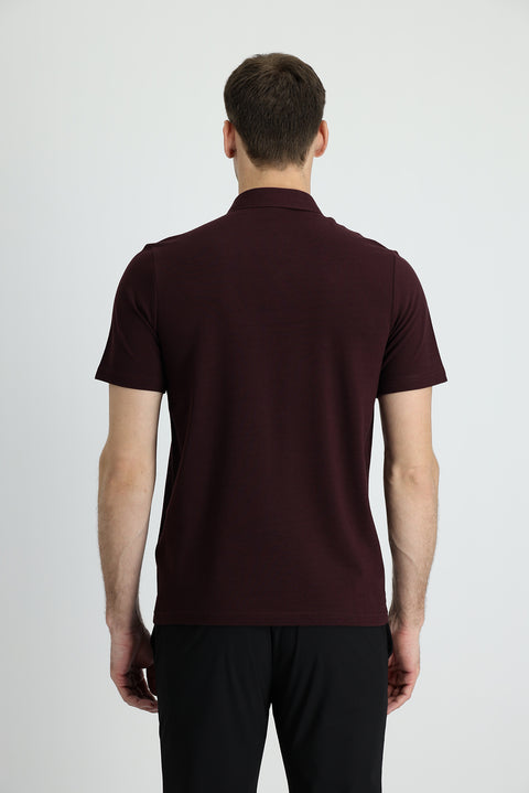 Koyu Bordo Polo Yaka Regular Fit Pamuk Tişört