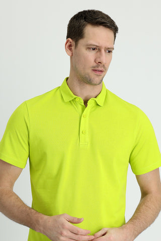  Fıstık Yeşili Polo Yaka Regular Fit Pamuk Tişört