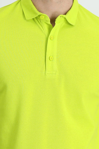  Fıstık Yeşili Polo Yaka Regular Fit Pamuk Tişört