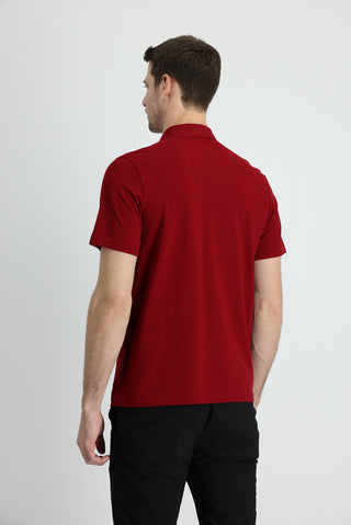  Koyu Kırmızı Polo Yaka Regular Fit Pamuk Tişört