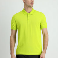 Pistachio Green Polo Collar Regular Fit Cotton T-shirt