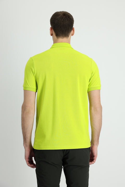 Pistachio Green Polo Collar Regular Fit Cotton T-shirt