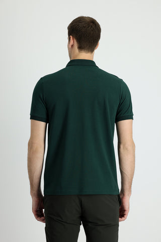  Koyu Yeşil Polo Yaka Regular Fit Pamuk Tişört