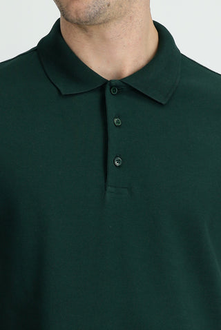  Koyu Yeşil Polo Yaka Regular Fit Pamuk Tişört