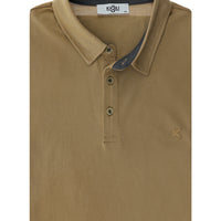 Medium Beige Plus Size Polo Collar Cotton T-Shirt