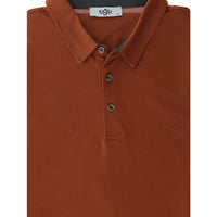 Tile-colored Plus Size Polo Collar Cotton T-shirt