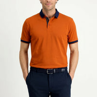 Terracotta Polo Collar Regular Fit Patterned Cotton T-shirt
