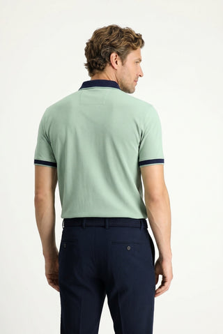  Çağla Yeşili Polo Yaka Regular Fit Desenli Pamuklu Tişört