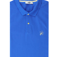 Indigo Blue Plus Size Printed Cotton Polo Shirt