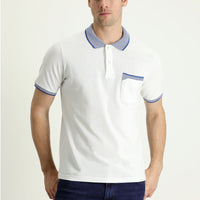 Off-White Polo Collar Regular Fit Patterned Cotton T-Shirt