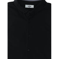 Black Plus Size Polo Collar Cotton Shirt T-shirt