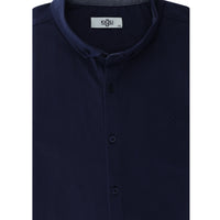 Medium Navy Plus Size Polo Collar Cotton Shirt T-shirt