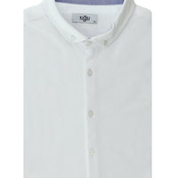 White Plus Size Polo Collar Cotton Shirt T-shirt