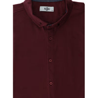 Light Burgundy Plus Size Polo Collar Cotton Shirt T-shirt