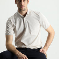 Medium Brown Polo Collar Regular Fit Patterned T-shirt
