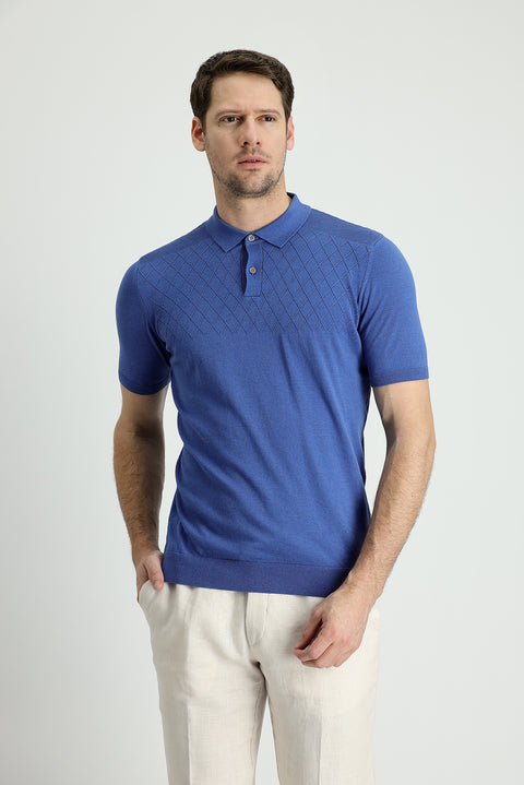 Dark Aviator Polo Collar Regular Fit Patterned Cotton T-Shirt