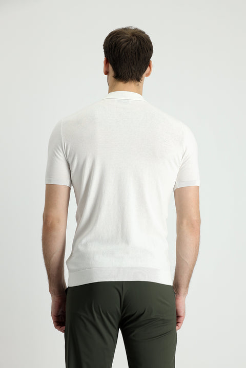 Off-White Regular Fit Patterned Cotton Polo T-Shirt