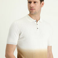 Dark Mink Polo Neck Regular Fit Patterned T-Shirt