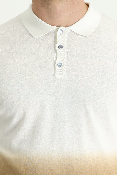 Dark Mink Polo Neck Regular Fit Patterned T-Shirt