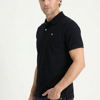Black Polo Shirt Slim Fit Embroidered 100% Cotton