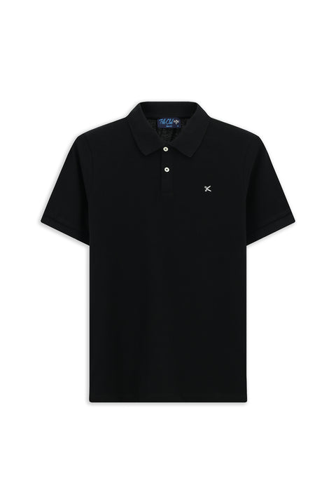 Black Polo Shirt Slim Fit Embroidered 100% Cotton