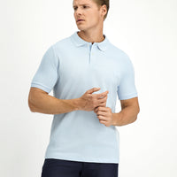 Light Blue Polo Shirt, Slim Fit, Embroidered, 100% Cotton
