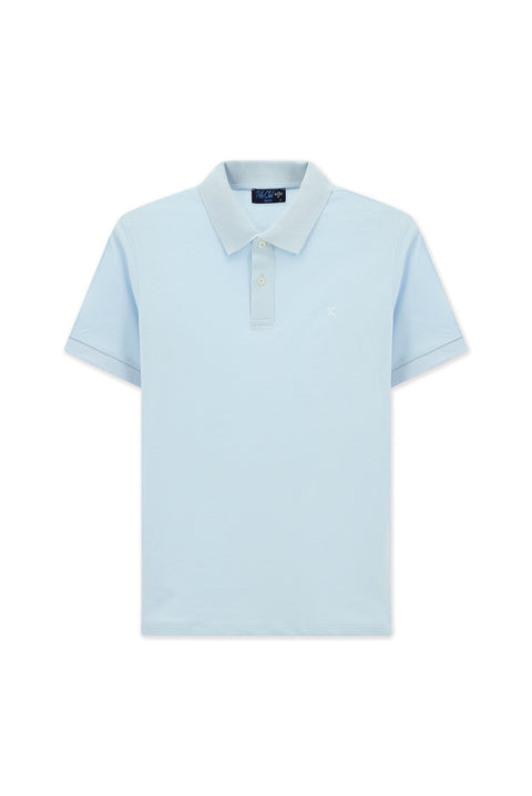 Light Blue Polo Shirt, Slim Fit, Embroidered, 100% Cotton