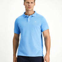 Koyu Mavi  Polo Yaka Slim Fit Nakışlı %100 Pamuk Tişört