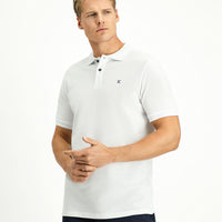 White Polo Shirt Slim Fit Embroidered 100% Cotton