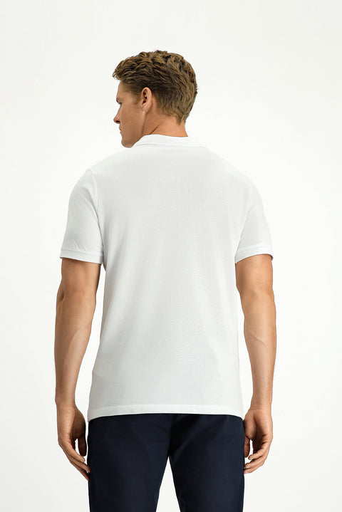 White Polo Shirt Slim Fit Embroidered 100% Cotton
