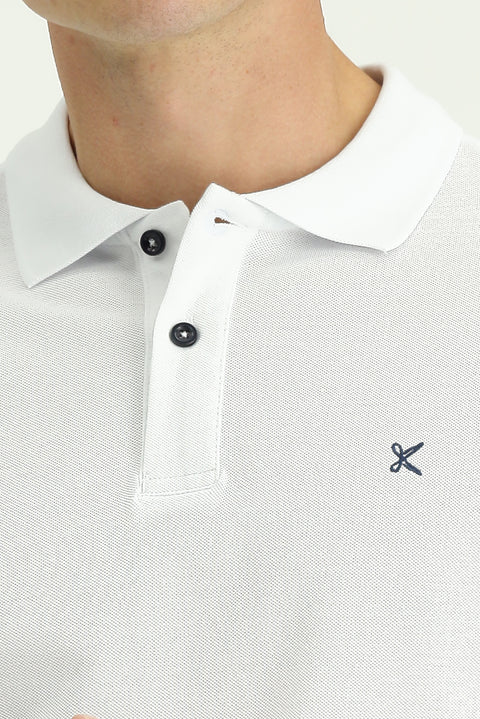 White Polo Shirt Slim Fit Embroidered 100% Cotton