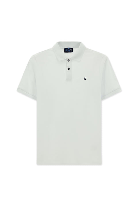 White Polo Shirt Slim Fit Embroidered 100% Cotton