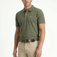 Orta Haki Polo Yaka Slim Fit Nakışlı %100 Pamuk Tişört