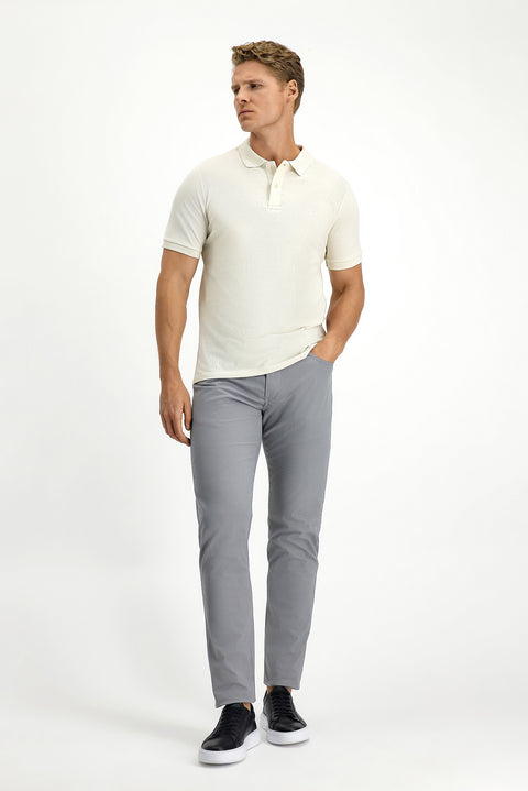 Stone Embroidered Polo Collar Slim Fit 100% Cotton T-shirt