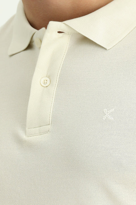Stone Embroidered Polo Collar Slim Fit 100% Cotton T-shirt