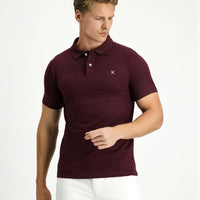 Dark Burgundy Polo Shirt, Slim Fit, Embroidered, 100% Cotton