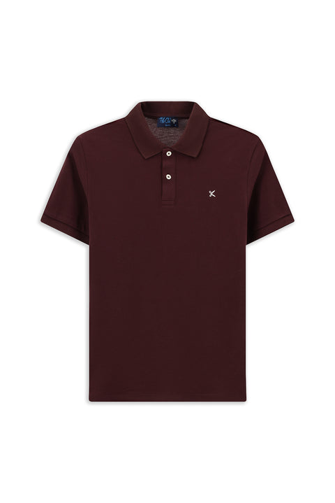 Dark Burgundy Polo Shirt, Slim Fit, Embroidered, 100% Cotton